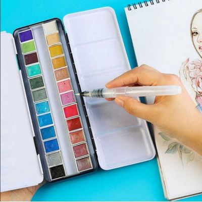 24 artist grade glitter art metallic watercolor glitter paint painting set pearl metallic water color