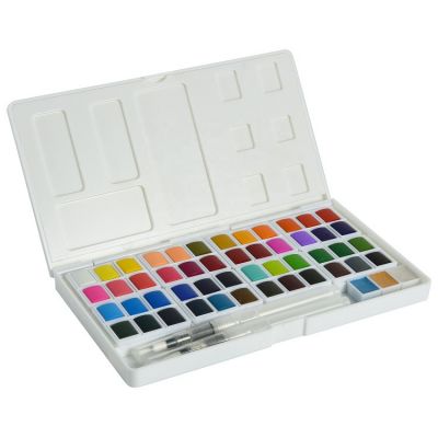 Factory superior 51 colors watercolor water color paints set watercolor half pan including 2 water brushes