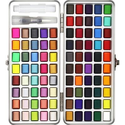 Directly Factory superior 90 colors Solid water color metallic watercolor paint set