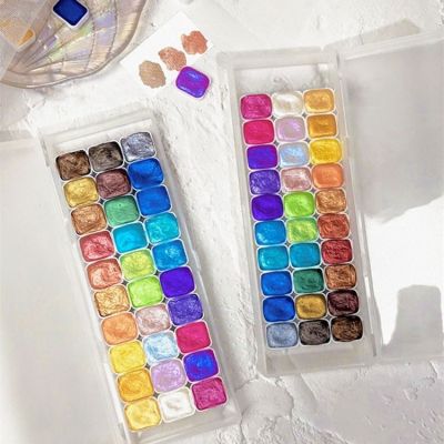 30 solid giorgione watercolor glitter art metallic watercolor glitter paint painting set pearl metallic water color