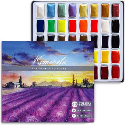 40 colors metallic neon watercolor paints set suppliers half pan semi-dry water colors painting water colour watercolour
