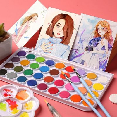 36 non-toxic water color watercolor solid cake set half pan painting water colour watercolour paint set cake