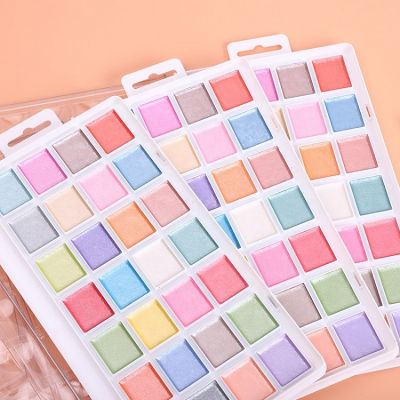 26 metallic glitter shimmer watercolor paints set half pan semi-dry water colors painting water colour watercolour