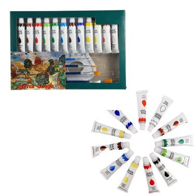Profesional supplies custom polycolor pigment 12 colors acrylic paints with 2 brushs