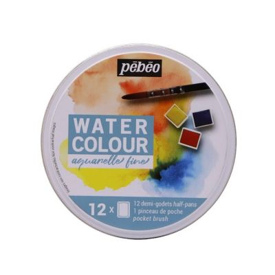 Promotional Specials Durable 12 Color Exquisite Round Metal Box Watercolour