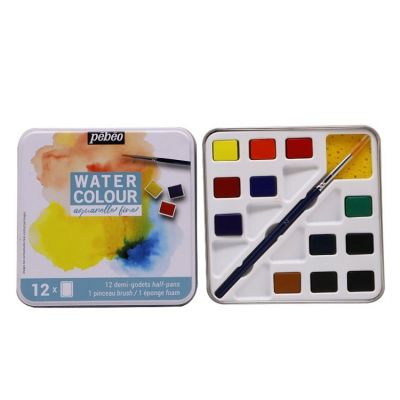 Outstanding Quality 12 Color High Grade Square Metal Box Watercolour