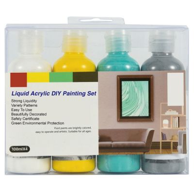 2021 High flow big bottle non toxic pink fluid 100ml DIY set liquid acrylic paint