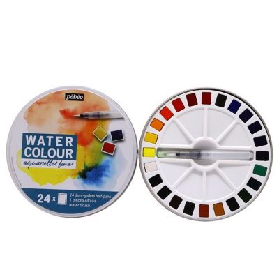 Modern Simplicity 5ml 24 Color Easy To Use Round Metal Box Watercolour Sets