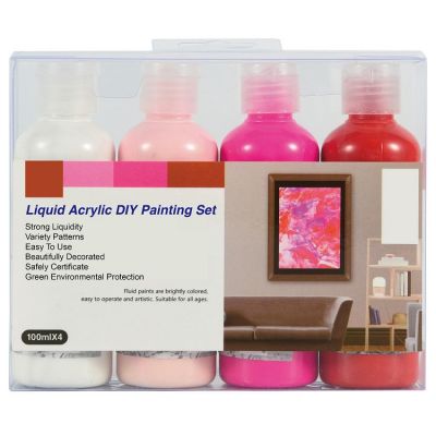 2021 Custom Liquid High Flow Fluid 4 pcs 100ml water proof 4 pcs 100ml water proof artist acrylic paint pouring bulk