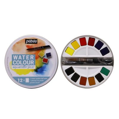 Multi-effect 12 half pans and 24 half pans oval box/ square metal box/round metal box watercolor