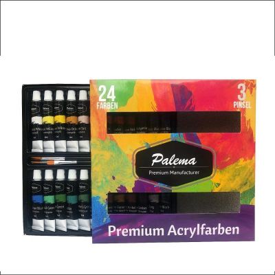 Hot Sale on line 24pcs 12ml Artist Acrylic Paint with 3 brushes