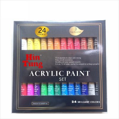 24pcs 12ml Acrylic Paint set with 3 brushes