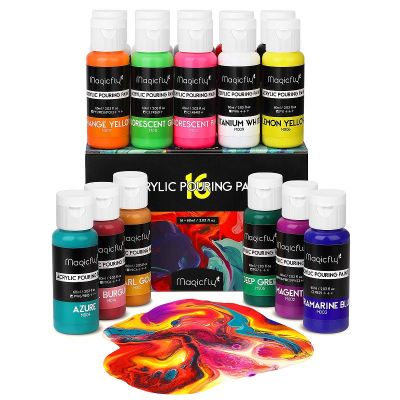 Professional made 16 colour high flow liquid acrylic paint wood stone ideal for handcrafted diy artwork