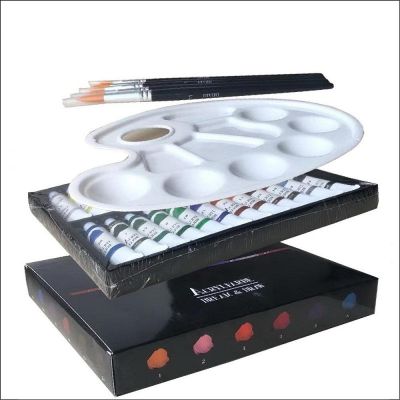 24pcs 12ml Acrylic Paint with 5 brushes and 1 plastic palette