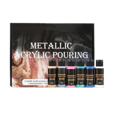 Art Supplies Wholesale 13PCS Metallic Acrylic Pouring Paint Set Include 6-Color Fluid Paint with Related Tools