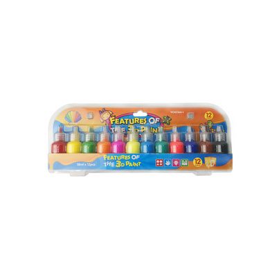 12Color 18ml Wholesale Beautiful Colors 3D Kids Diy Acrylic Paint Set
