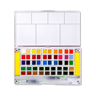 Superior 48 Solid Watercolor Painting Set With Paintbrush Bright Color Portable Watercolor Pigment For Students Outdoor