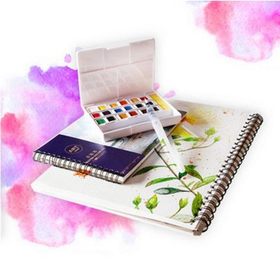 Superior Solid Watercolor Paint Set 30 Colors Travel Pigment Paints with Paintbrush for Students Art Supplies