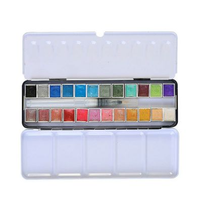 24 Colors Student Painting Pigment Fountain Pen Solid Watercolor Iron Box Set Wholesale