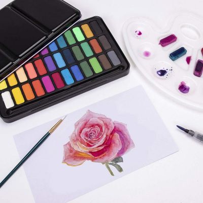 Art Painting 36 colors Solid Watercolor Paint Set With Water Brush Pen