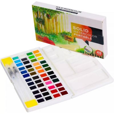 12/18/24/36 Colors Watercolor Paint Set Solid Watercolor Paints Set With Water Brushes