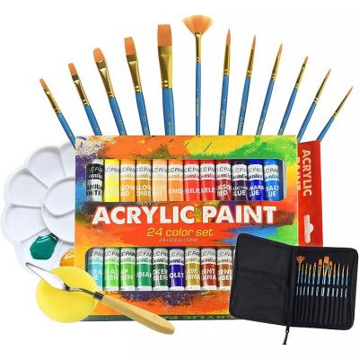 12 Colors Acrylic Paints Set 12 ml tube premium Paint Set Non Toxic Artist Acrylic Paint for Kids Drawing