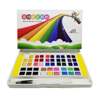 solid Watercolor Paint Set Portable Travel Water Color Paint Set With Water Brushes Sponges Mixing Palette