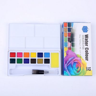 12/24 Artist Grade Pigments Half Pan Watercolors Pearlescent Metallic Glitter Solid watercolor Paint Set