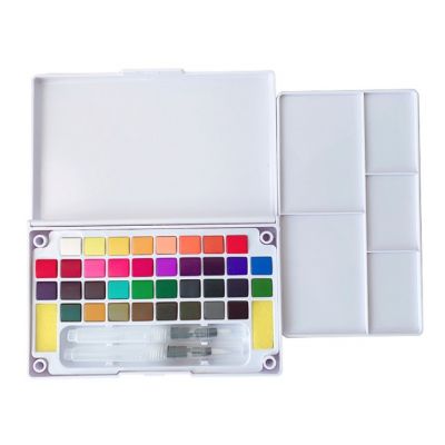 plastic pp box solid water color paint children student with brush watercolour paint set oem