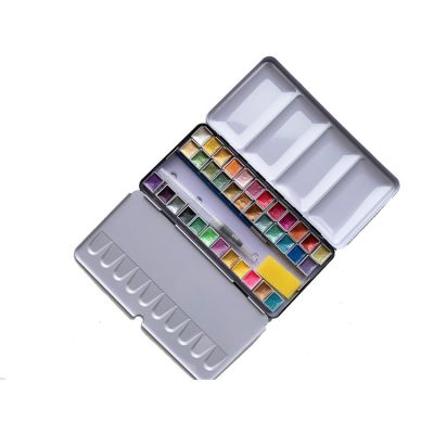 12/18/24/36 Colors Portable Travel Solid Pigment Watercolor Paints Set With Water Color Brush Pen For Painting Art Supplies