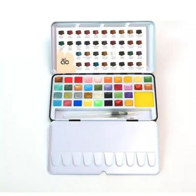 Metallic Watercolor Paint Pan 48 Colors Half Pan Metallic Semi Dry Watercolor Paint Set