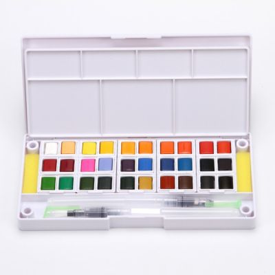 Hot Sale Solid Watercolor Cake Watercolor Poster Color Paint Set Box With Water Brush Pen