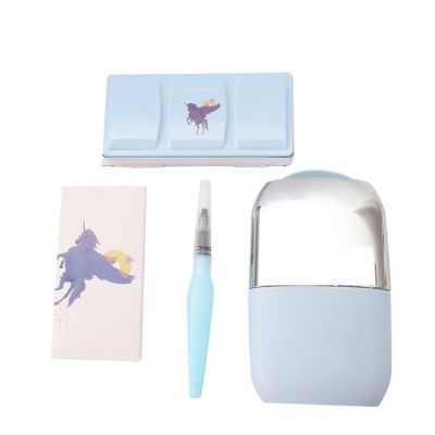  Portable Aquarelle Drawing Set,Water Color Brush,Mini Cotton Paper And 18 Colors Solid Watercolor Paint