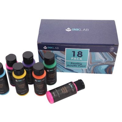 18 Colors DIY High-flow Bottled Water Based Acrylic Pouring Paint for Art Work