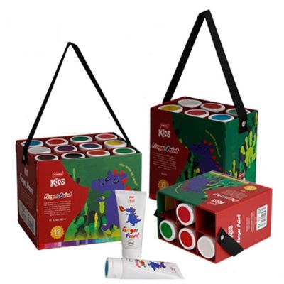 12 Colors wholesale cheap non toxic artist washable kids finger acrylic paint set