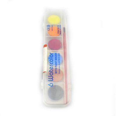 Hot High Quality 6 Colors Dry Solid Artist WaterColour Paint Cake With Brush