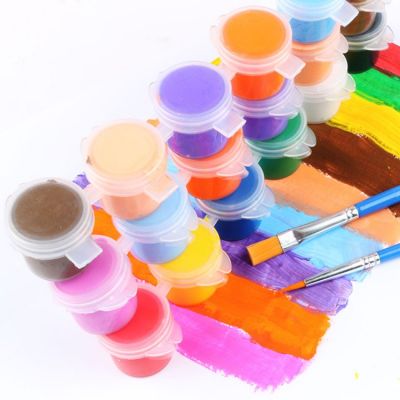High Quality Non Toxic Art Drawing Acrylic Paint 5ml 6 Pcs 12 Colors With 2 Brushes For Kids Coloring