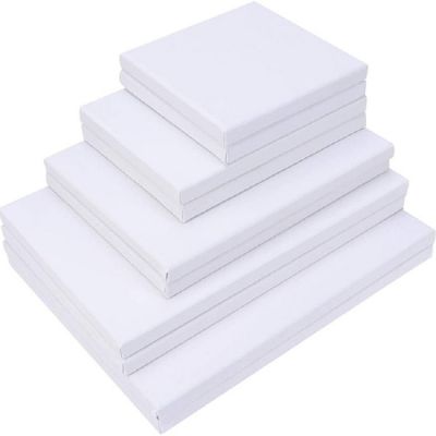 Stretched White Blank Canvas 9x12 Inch Bulk Pack of 12 Primed 100% Cotton 5/8 Inch