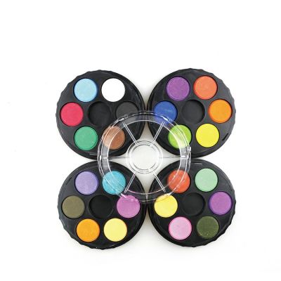24 colors round mini watercolor cake in wheel