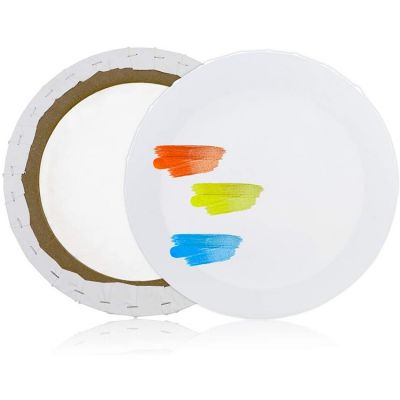 2 Pack 12'' x 12'' White Blank Stretched Canvas Primed Round Canvas Boards for kids painting