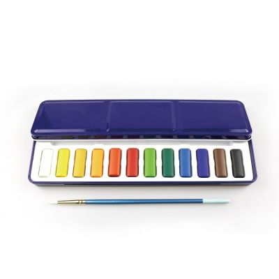 Non toxic 12 colors art supplies brush aquarell water color paint
