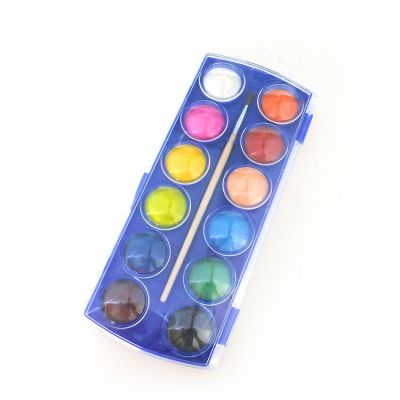 12 Watercolour Portable Powder Paint Set With Brush