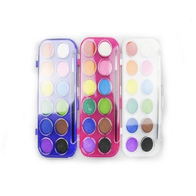 Hot sale cheap price 2.8cm 12 color Non-toxic solid water based washable water color cake and kids aquarell paint set