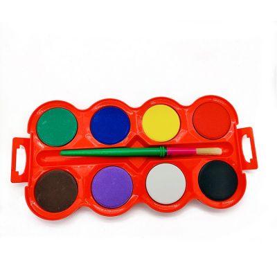 8 Assorted Colors Big Watercolor Cake 4.0cm Water Color Painting With 1pcs Paint Brush