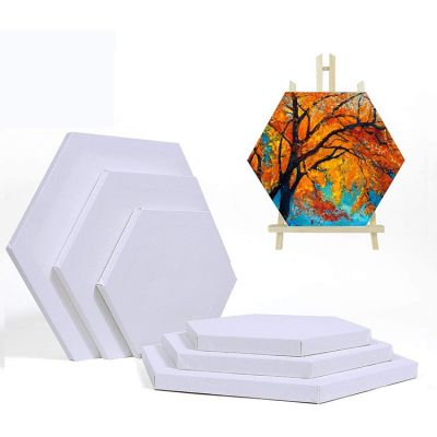 100% Cotton Primed Blank Hexagon Painting Canvas Panel Canvas Frame Set for oil acrylic painting