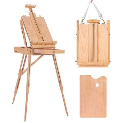 Large Wooden French Style Field Studio Sketchbox Easel with Artist Drawer Palette Premium Beechwood Adjustable Easel Stand