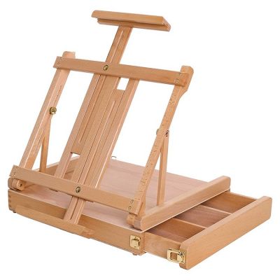 Large Adjustable Wood Table Sketchbox Easel Portable Wooden Artist Desktop Drawer Case for drawing