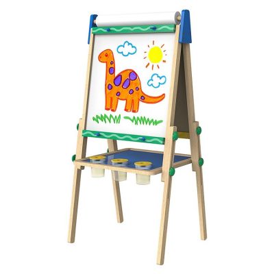 All-in-One Wooden Kid's Art Easel with Paper Roll and Accessories