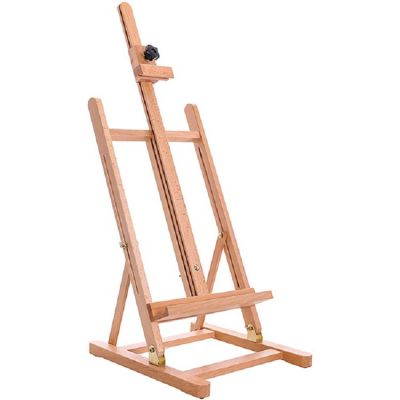 Tabletop Wooden H-Frame Studio Artists Adjustable Beechwood Painting and Display Easel Holds Up To 27