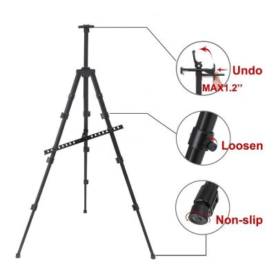 artiste aluminium easel for adjustable tripod easel stand with Portable Bag Black for painting